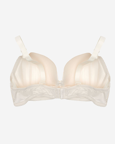 Women's beige plain bra with lace - Underwear