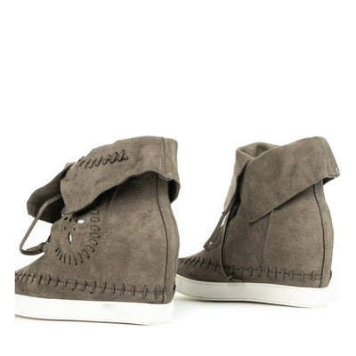 Zielone sneakersy na krytym koturnie Cinta - Obuwie