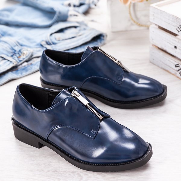 Navy blue low-heeled shoes Losientos - Footwear