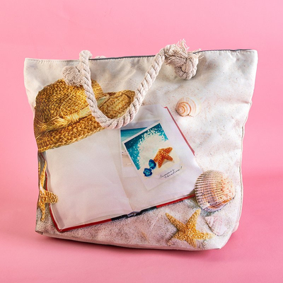 Multicolored beach bag with holiday print - Accessories