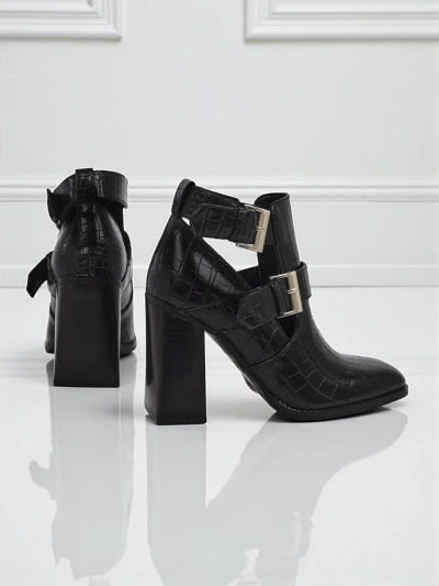 Embossed women's ankle boots on a block heel Burnt Halo
