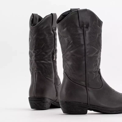 OUTLET Dark gray women's eco-leather cowboy boots Vetika - Footwear
