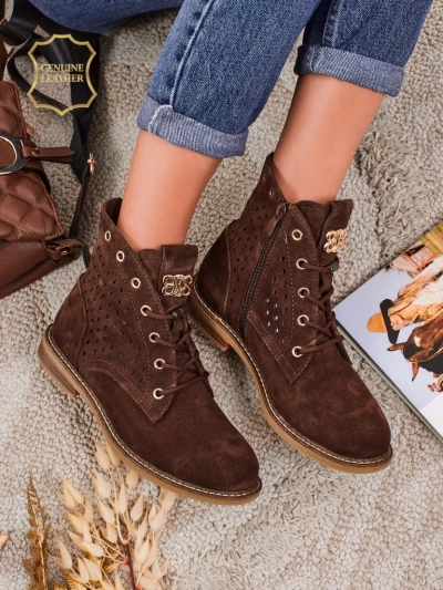 Women's Openwork Ankle Boots made of Natural Leather Aurelias