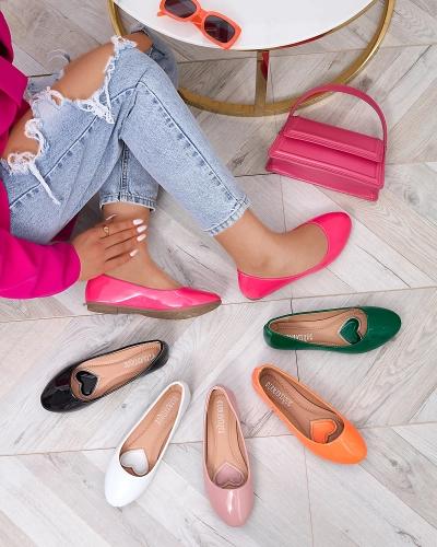Neon pink women's lacquered ballerinas Fama - Footwear