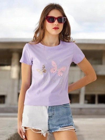Royalfashion Women's Cotton T-shirt Butterfly