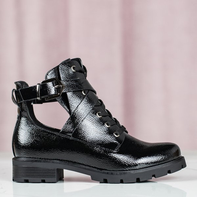 Black varnished ankle boots Ivone - Shoes 1