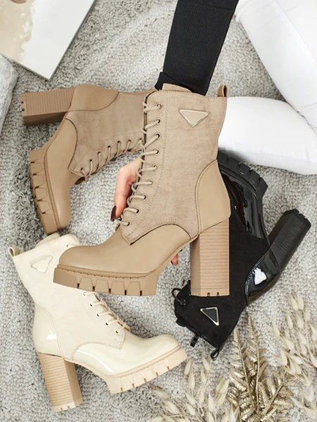 Botki damske eko zamszowe na stółpku Event Bramble