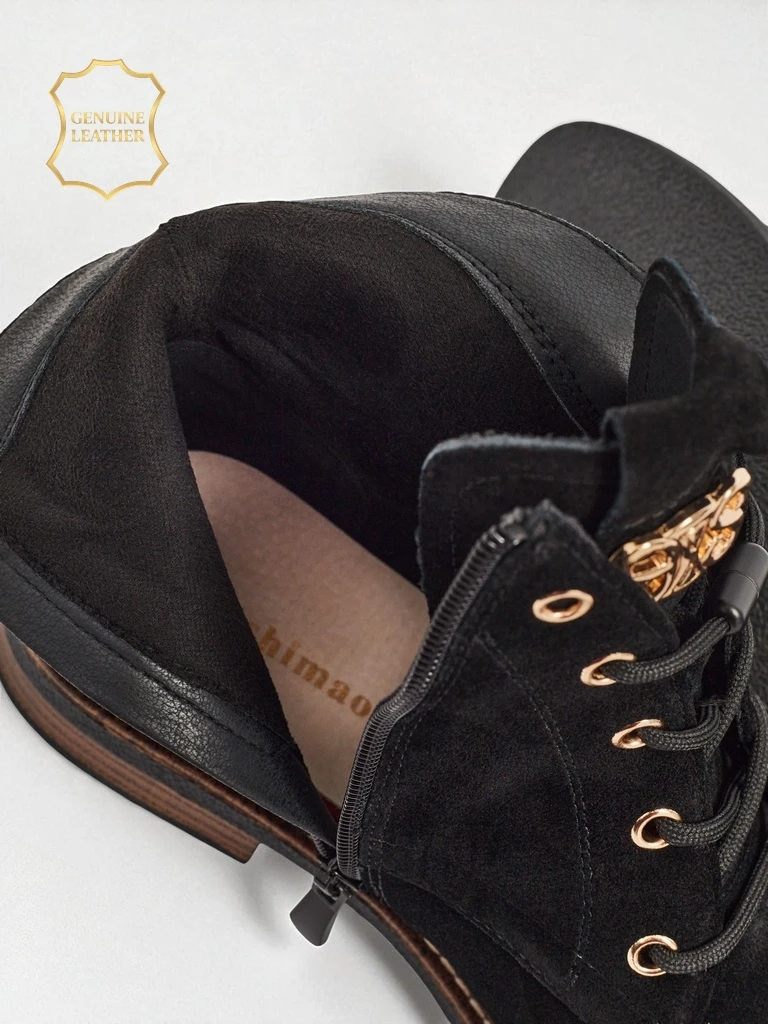 Botki dymskie Aurelia Romano z naturalnygo zamszu – brůnatne, ze futerkym