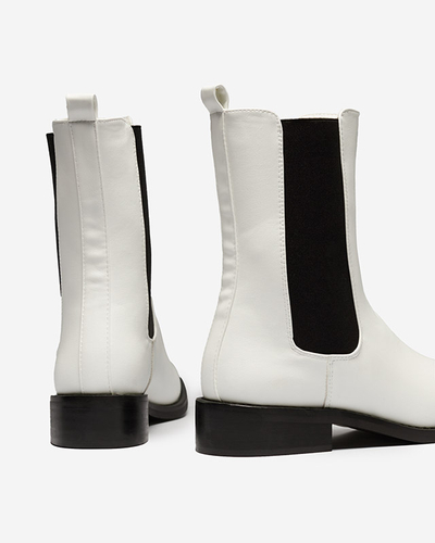 White high boots for women with a square toe Ludiz- Footwear