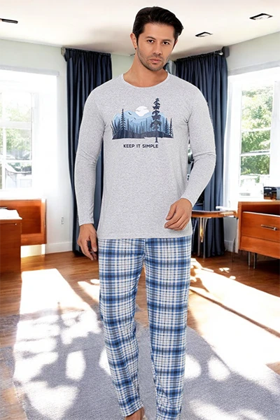 Royalfashion Vīriešu kokvilnas pidžama ar rakstu