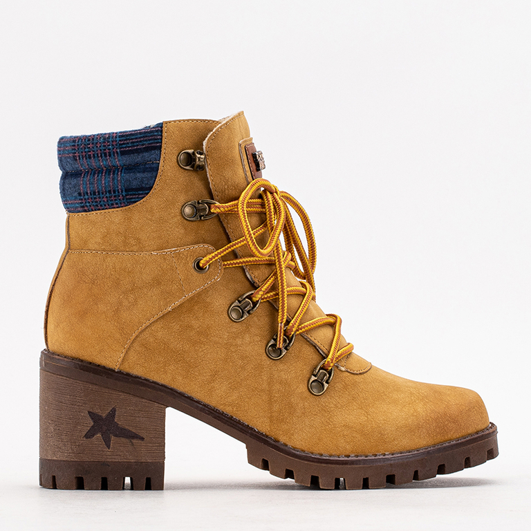 Mustard women's boots on the post Royaltan - Footwear