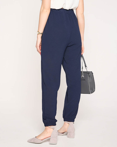 Women's fabric trousers in navy blue color PLUS SIZE - Clothing