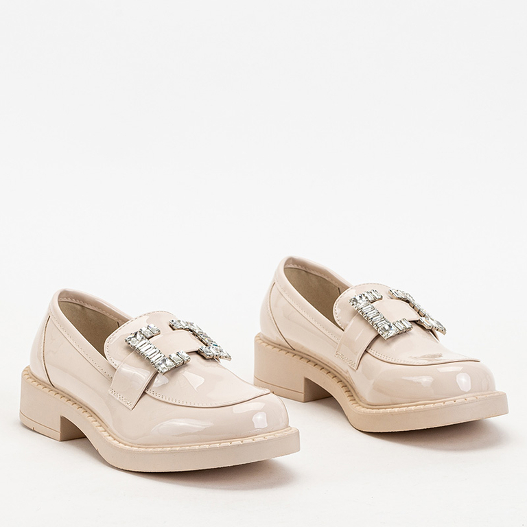 Beige women's shoes with Larri crystals - Footwear