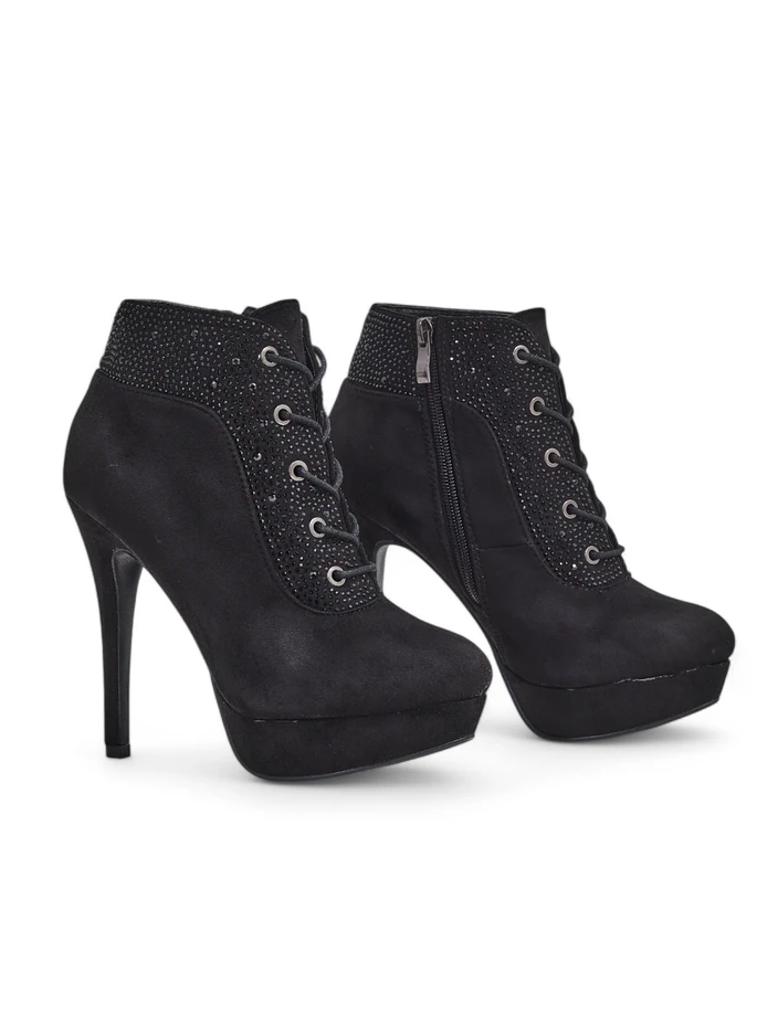 Royalfashion Women's heeled ankle boots with rhinestones Efelolo