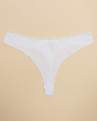 Женские белые стринги в рубчик - Нижнее белье