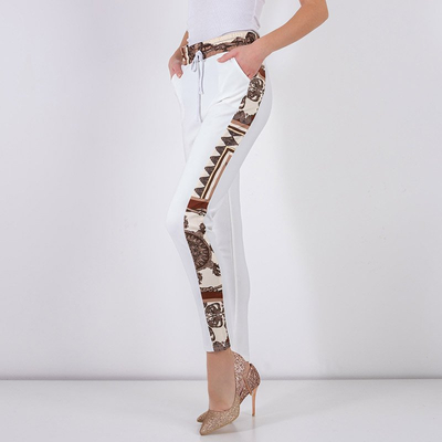 White patterned ladies trousers - Clothing