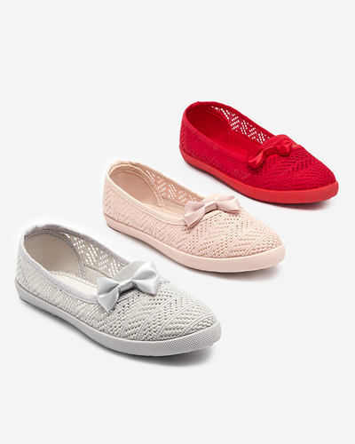 Light gray girls 'slip on sneakers with an openwork upper Locuni - Footwear