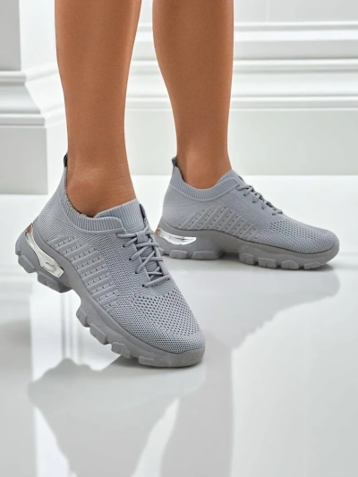 Women's Atenea Light Gray Fabric Sneakers on a 4.5 cm Flat Sole