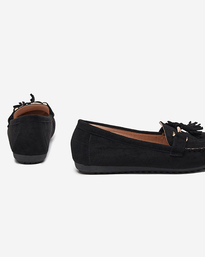 Women's black moccasins with fringes Amillad - Footwear