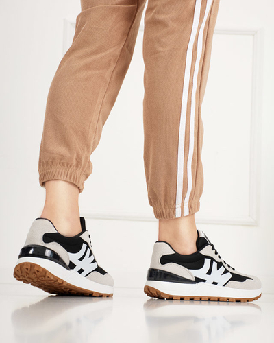 Women's black trainers with gray Narisa inserts - Footwear