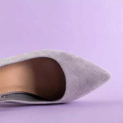 OUTLET Gray women's eco-suede sandals on a Panella post - Footwear