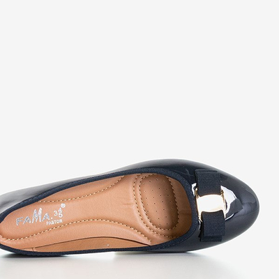 Navy blue patent ballerinas with Marco bow - Footwear