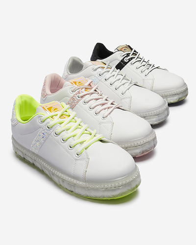 Women's sports shoes in white with black inserts Asxa- Footwear