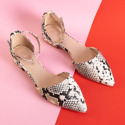 Beige women's ballerinas a'la snake skin Losetsa - Footwear