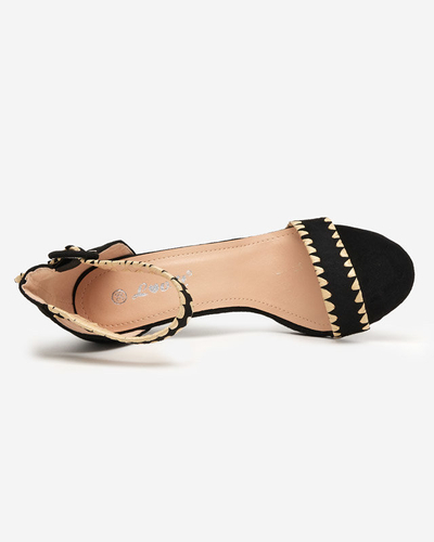 OUTLET Black women's sandals on a high heel Kemisooa - Footwear