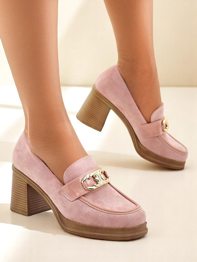 Royalfashion Women's Moccasins on a Block Heel Qeroy