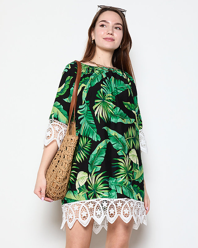 Women's black blouse with leaves PLUS SIZE - Clothing