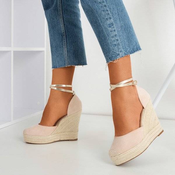 OUTLET Pudrowe espadryle na wysokiej koturnie Sablaca - Obuwie