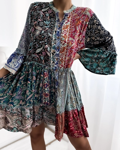 Royalfashion Patterned colorful women's short dress