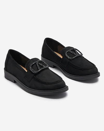 Melni sieviešu mokasīni ar ornamentu Fogras- Footwear