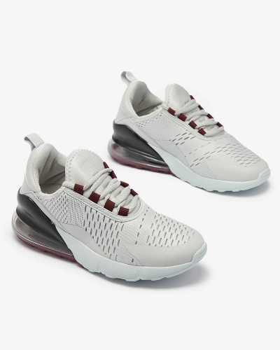 Grey women's sports shoes with burgundy inserts Neterika - Footwear