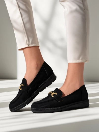 Royalfashion Women's slip-on shoes with a decorative toe