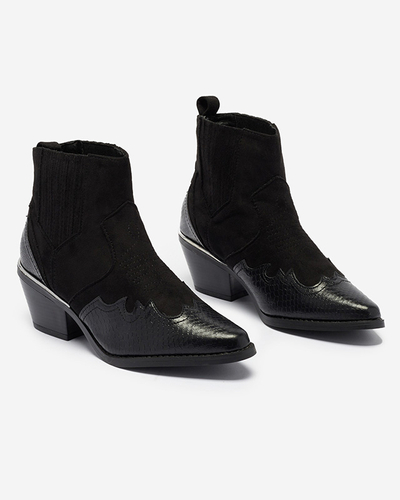 Black cowboy boots on a low post Zirras- Footwear