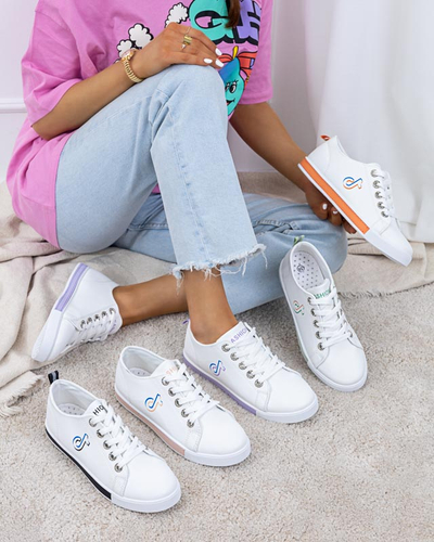 White and purple women's sneakers Tictoa - Footwear