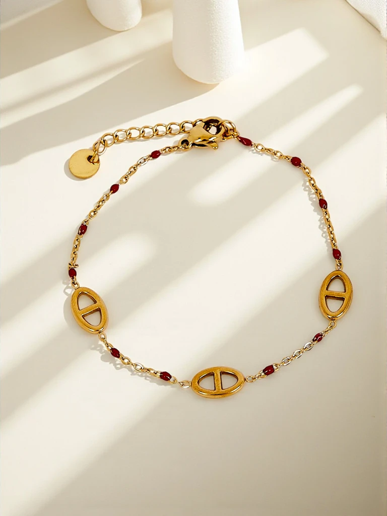 Bransoletka Callisto Aurea z koralikami pozłacana