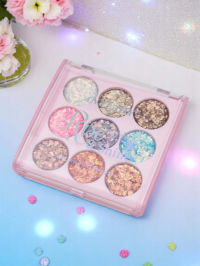 Palette of 9 glitter eyeshadows