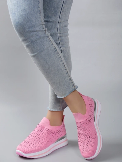 Женские спортивные кроссовки без шнурков с стразами Ceromie