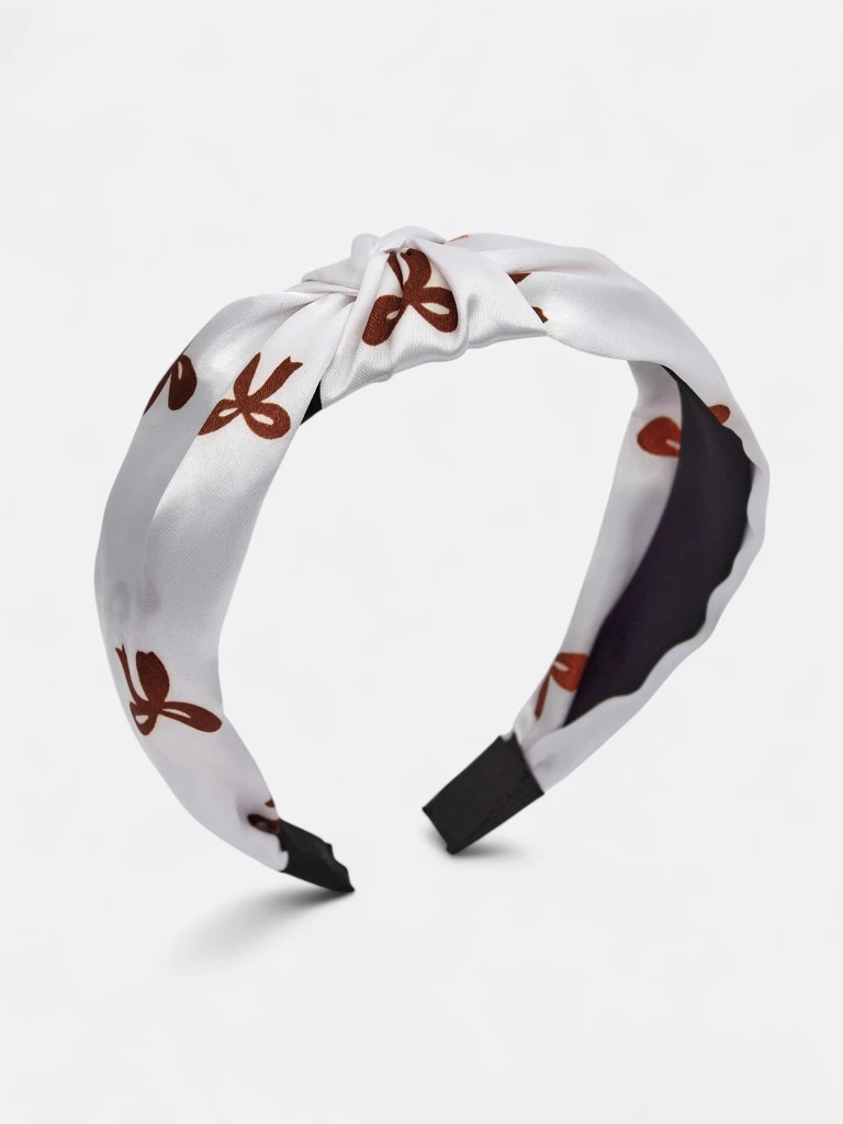 Royalfashion Satin Headband with Braid and Print