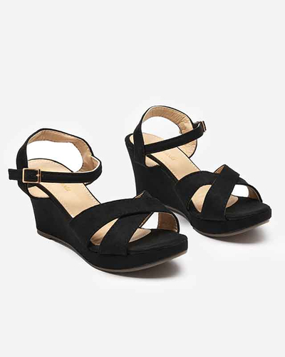 OUTLET Black women's wedge sandals Deklis - Footwear