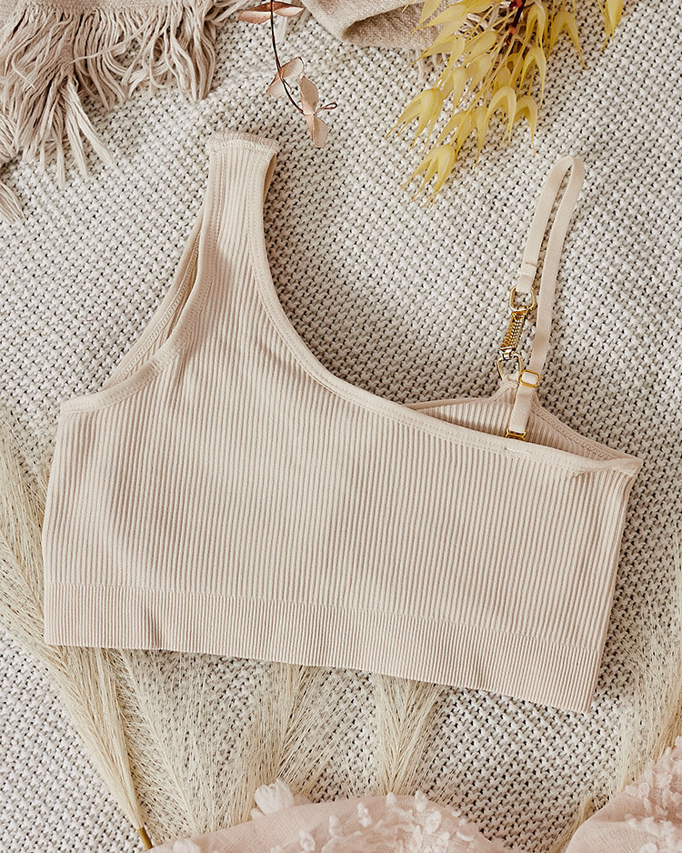 Royalfashion Женский ребристый бюстгальтер с декоративной бретелью