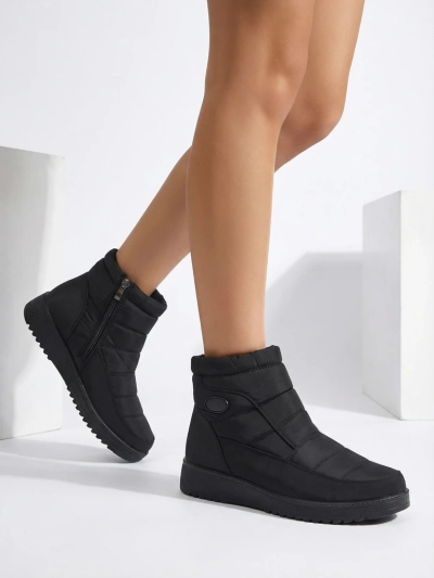 Athena Women's Black Fabric Ankle Boots for Autumn and Winter