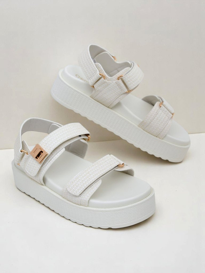 Royalfashion Kallisto – White women's platform sandals, ecological leather