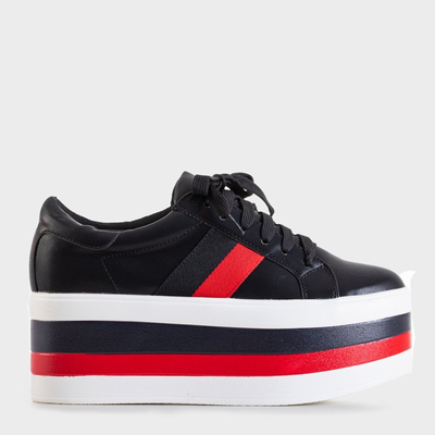 Black women's sports shoes on a thick Jemita platform - Footwear