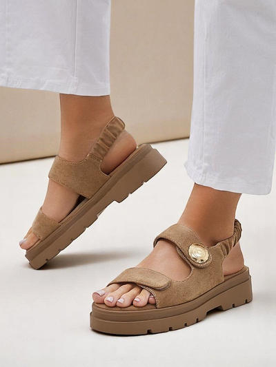 Sandale de damă Royalfashion Callisto maro piele ecologică platformă