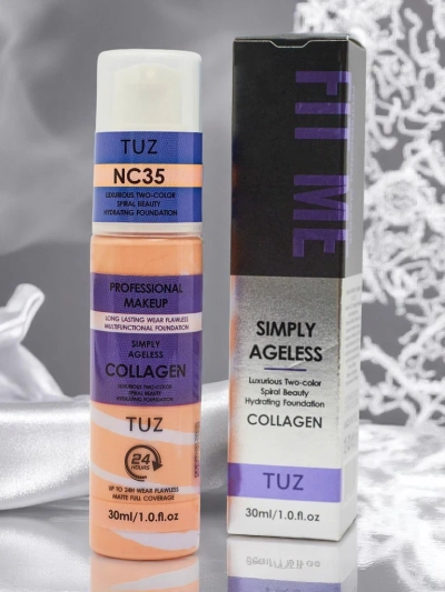 Mitrinošs divkrāsu sejas tonālais krēms ar kolagēnu Warm Beige