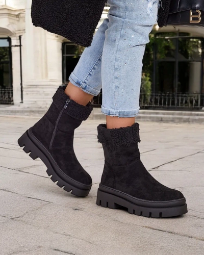 Женские ботинки Royalfashion Eco из замши с мехом Ippoli